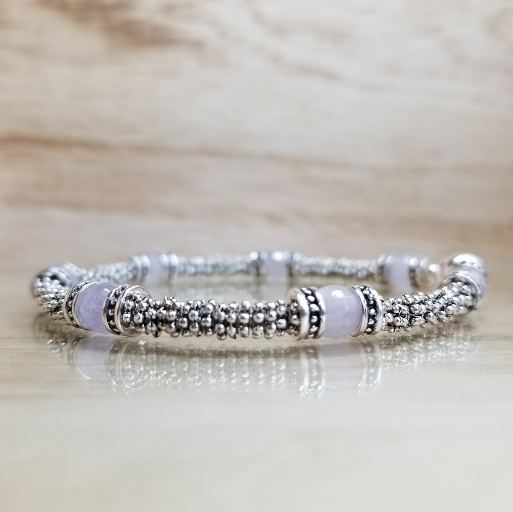 Faceted Quartz Beaded Gemstone Bracelet - Picture 3 of 6